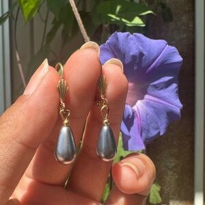 Vintage Gold Peacock Pearl Earrings